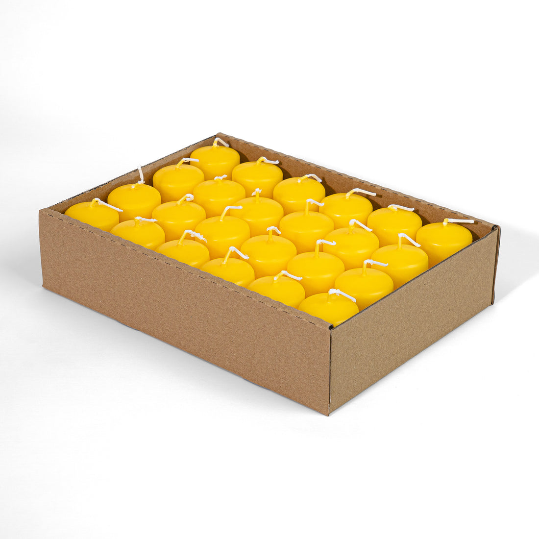 Cylindrical Candles Ø40 mm. H 60 mm. Yellow in a tray of 24 pieces, duration ±9