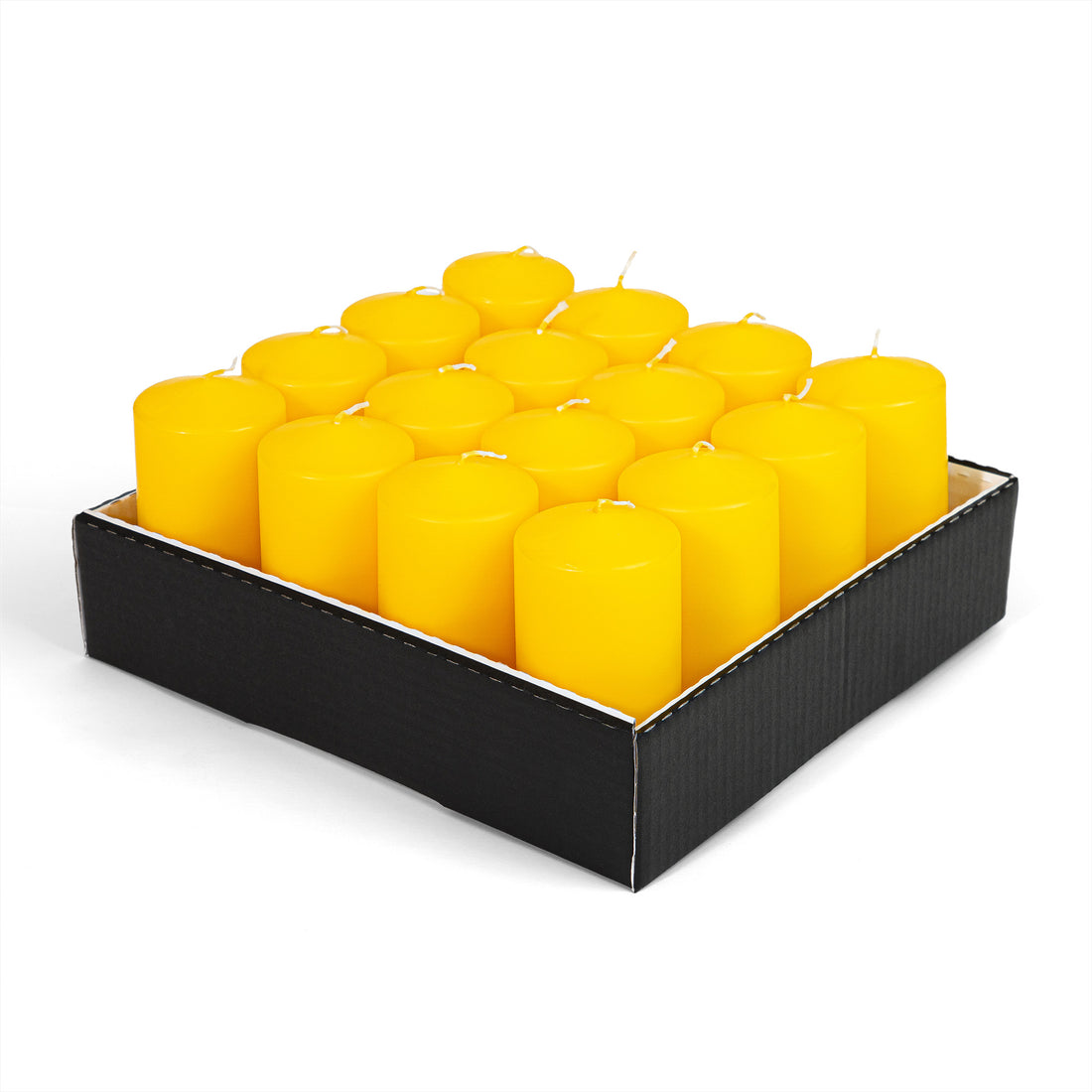 Cylindrical Candles Ø60 mm. H 120 mm. Yellow, tray of 16 pieces, burn time ±51 hours