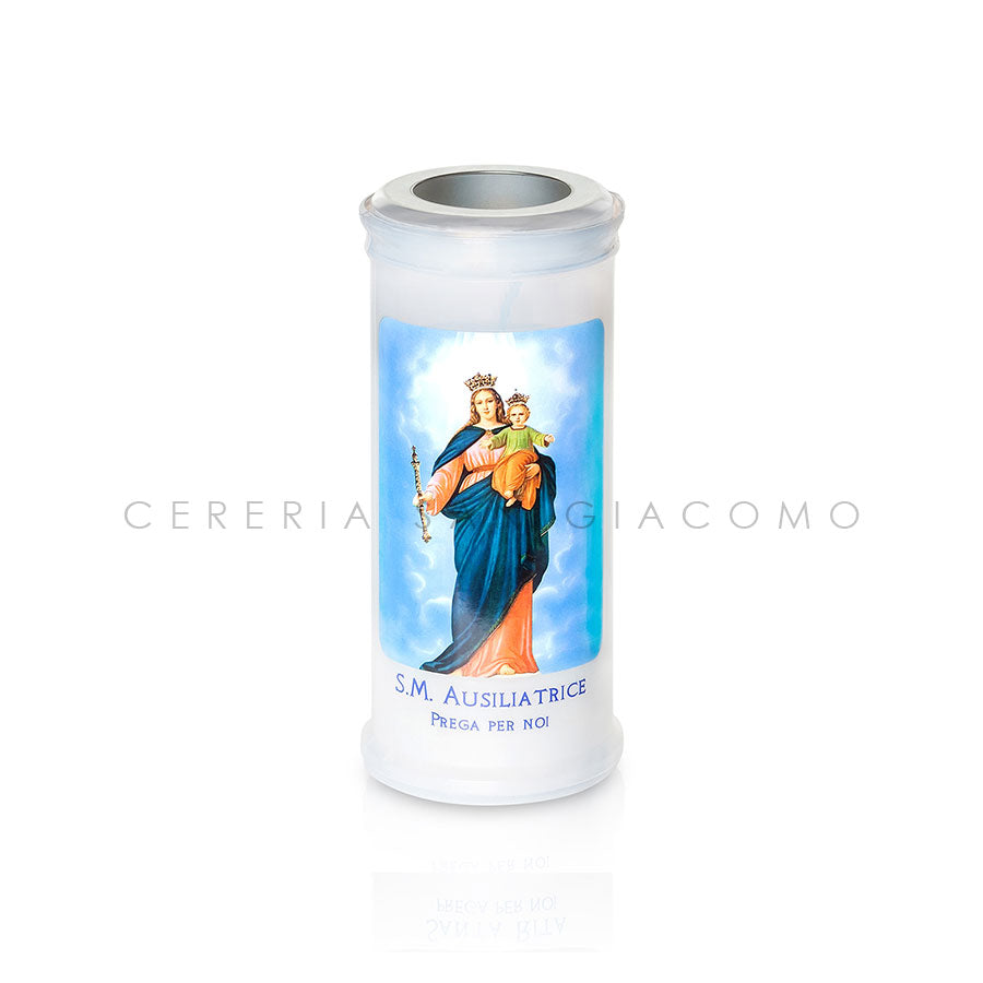Cero Votivo Art. 40 con disco e immagine S.Maria Ausiliatrice scatola da 30 Candele-cereriasangiacomo
