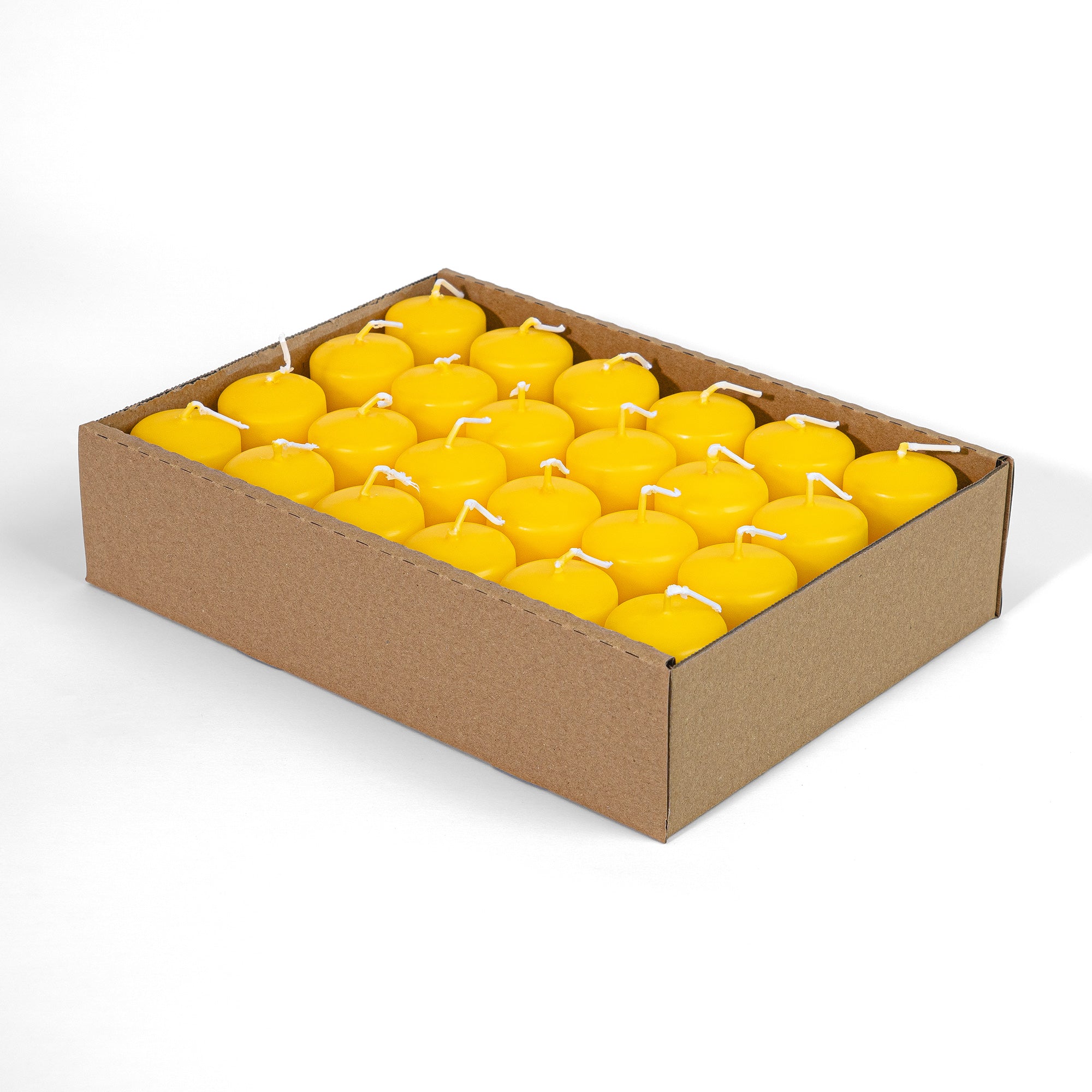 Cylindrical Candles Ø40 mm. H 60 mm. Yellow in a tray of 24 pieces, duration ±9