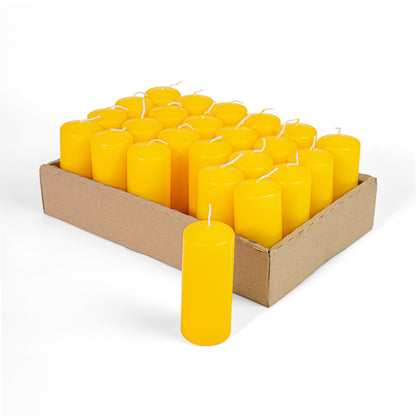 Cylindrical Candles Ø50 mm, H 120 mm, Yellow, in tray of 24 pieces, duration ±41