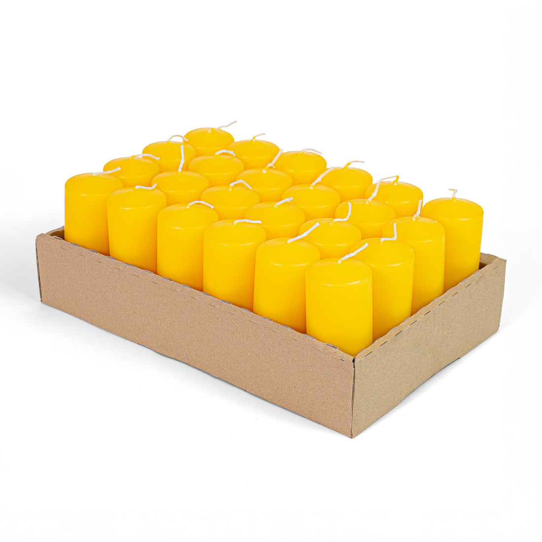 Cylindrical Candles Ø50 mm, H 120 mm, Yellow, in tray of 24 pieces, duration ±41