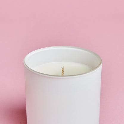 Candela profumata personalizzata Bicchiere Satinato Bianco Candele.it