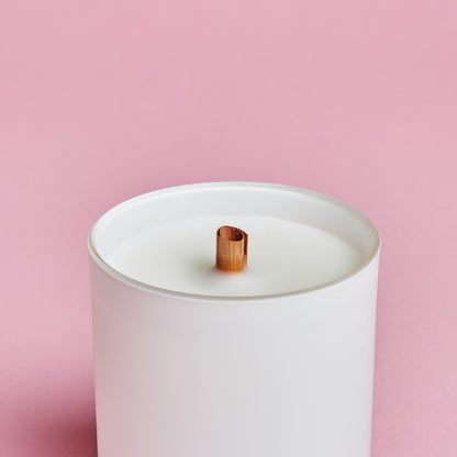 Candela profumata personalizzata Bicchiere Satinato Bianco Candele.it