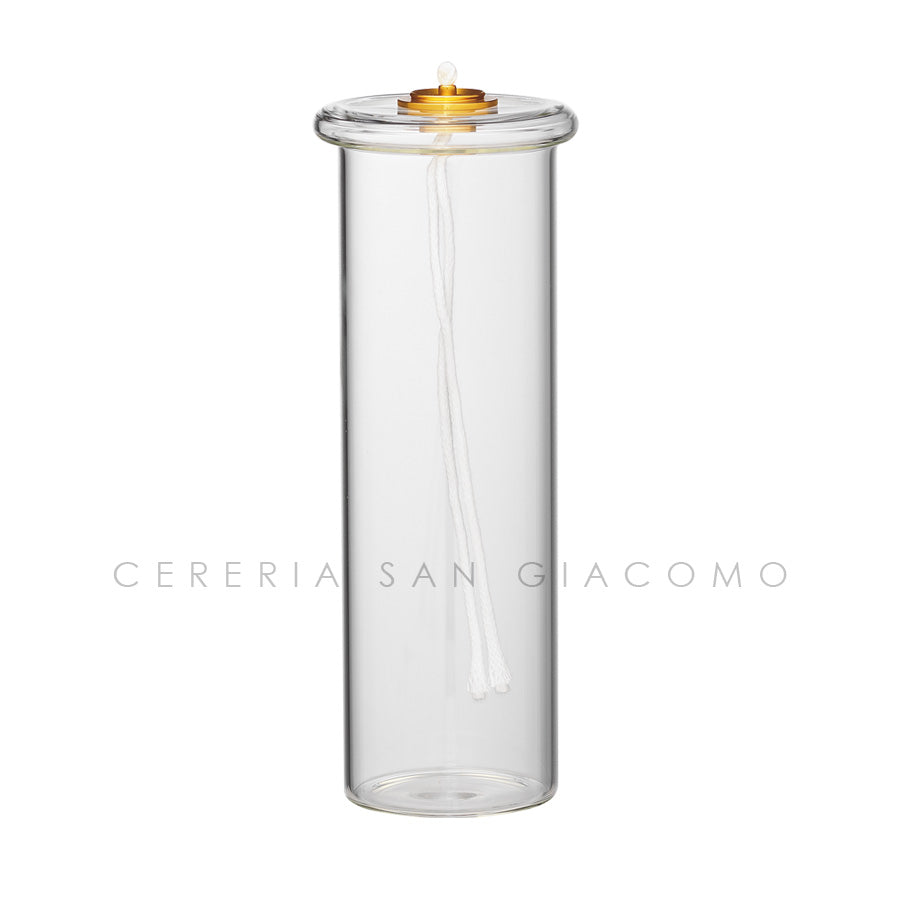Cartucce per cera liquida in vetro Ø55 mm. h 170 mm. con ghiera Ø68 mm. per candela Ø80 mm. Candele.it