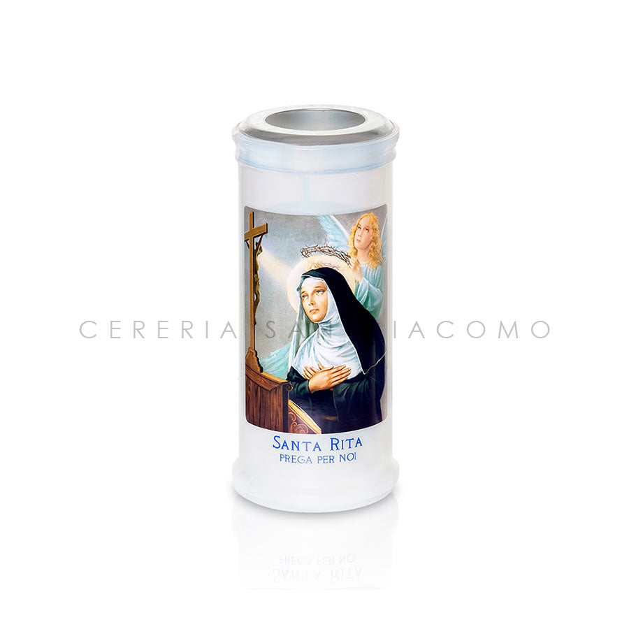 Cero Votivo Art. 40 con disco e immagine Santa Rita scatola da 30 Candele-cereriasangiacomo