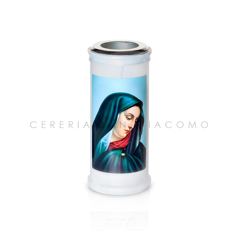 Cero Votivo Art. 40 con disco e immagine Volto di Madonna scatola da 30 Candele-cereriasangiacomo