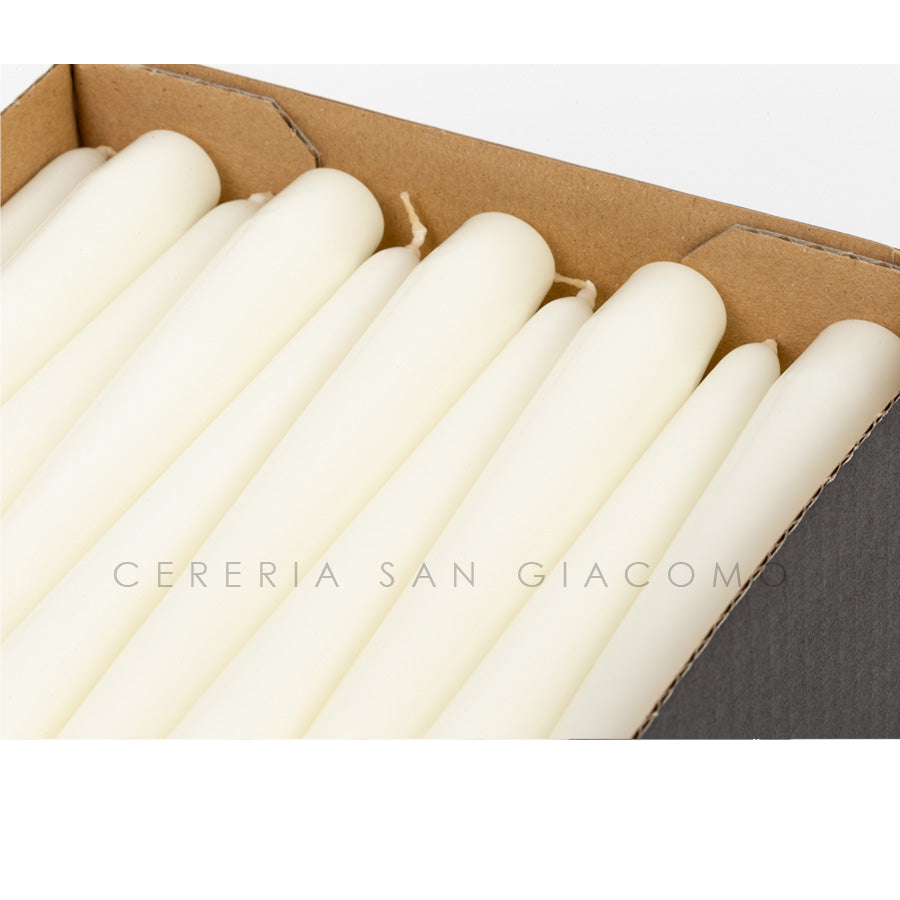 Candele coniche Avorio Ø25 mm. h 250 mm. durata 8 ore scatola da 50 Candele-cereriasangiacomo