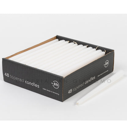 Candele coniche Bianche Ø 23 mm. h 250 mm. durata 8 ore confezione da 48 pezzi Candele-cereriasangiacomo