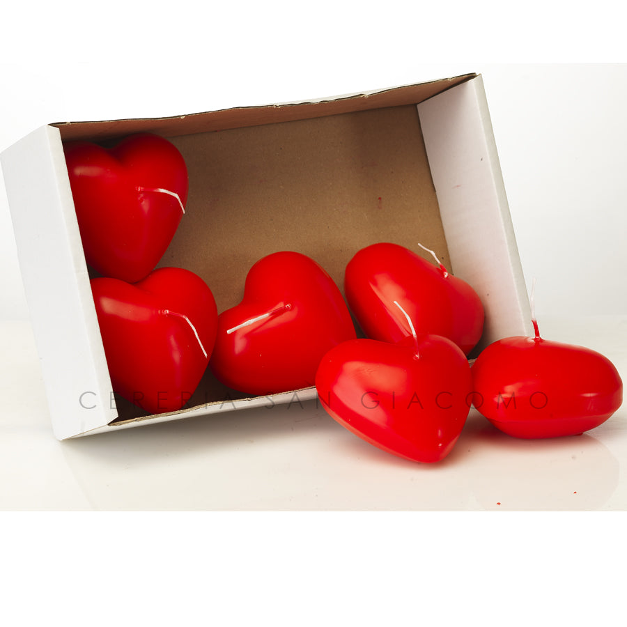 Candele galleggianti a cuore Ø78 mm. durata 11 ore confezione da 6 Candele.it