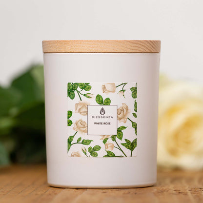 DiEssenza White Rose Candela in soia profumata con Oli Essenziali Cereria San Giacomo