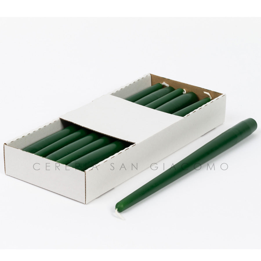 Candele coniche Verde Pino 23x300 mm. durata ±10 ore confezione da 12 pezzi Candele-cereriasangiacomo